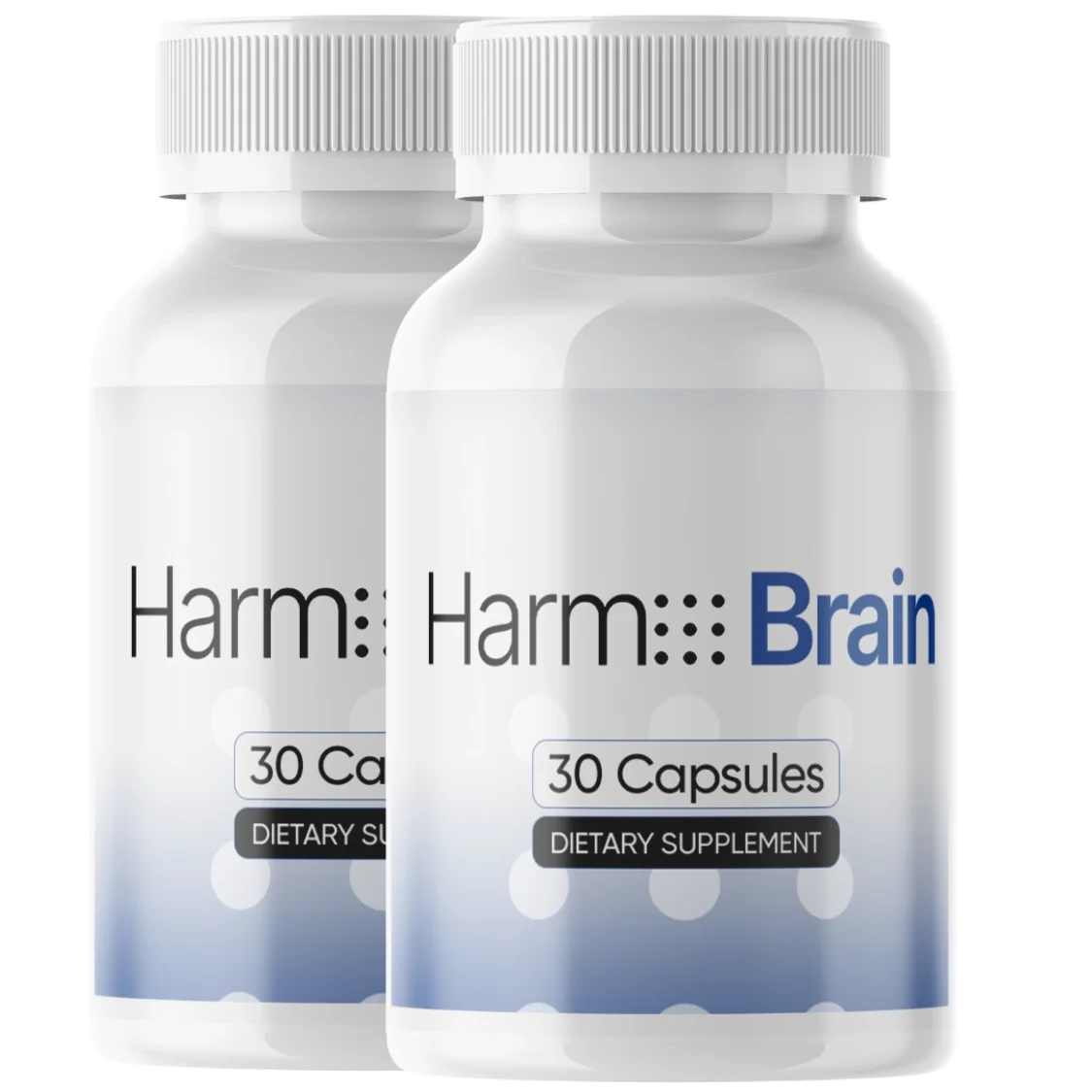 Harmo Brain two bottle package photographed against a dark slate ground