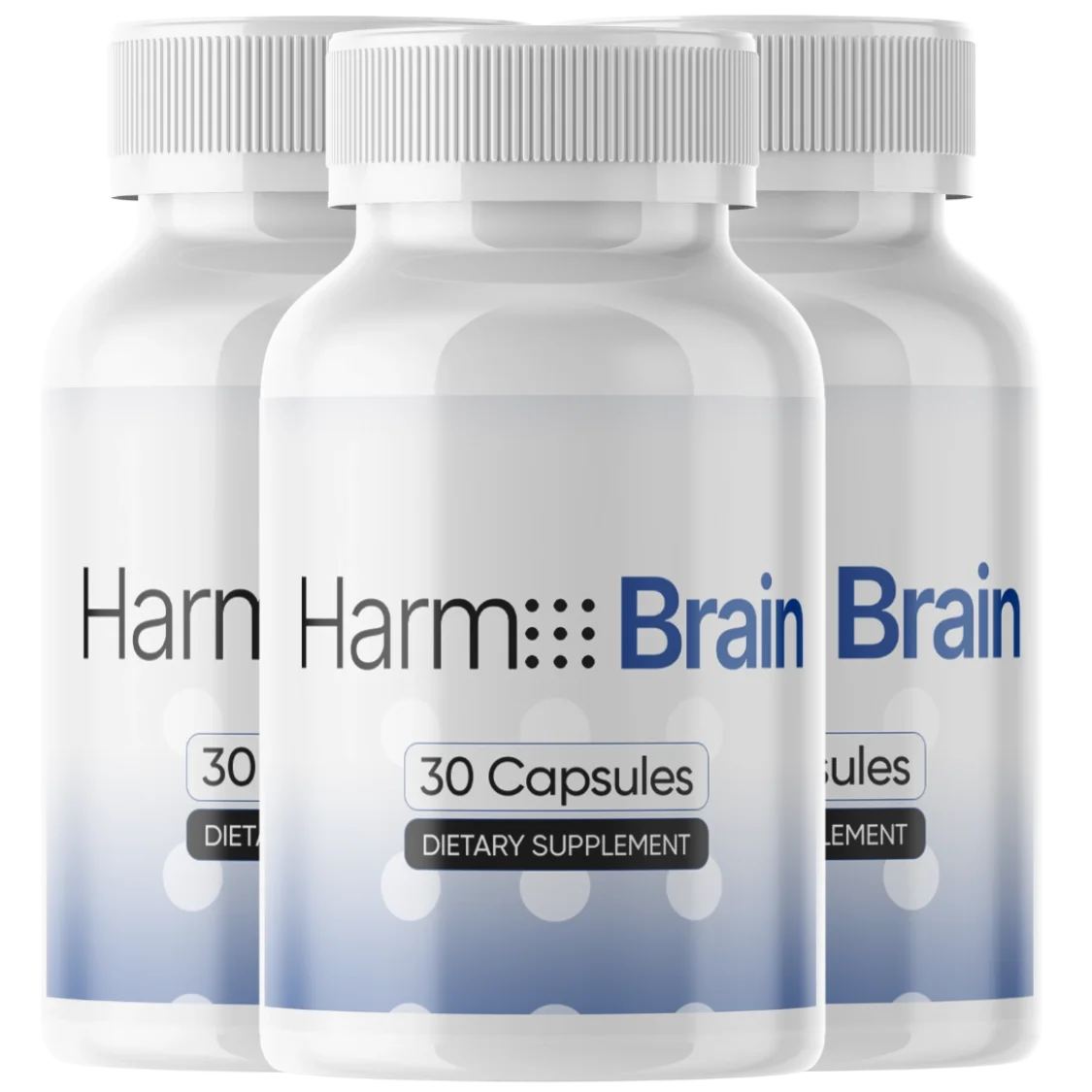 Harmo Brain 3 Bottles pack, labels reading 30 Capsules, Dietary Supplement